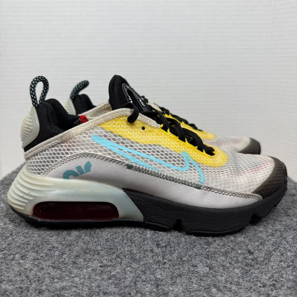Nike Air Max 2090 GS 3.5Y Womens 5 White Yellow Teal CJ4066-103 Athletic